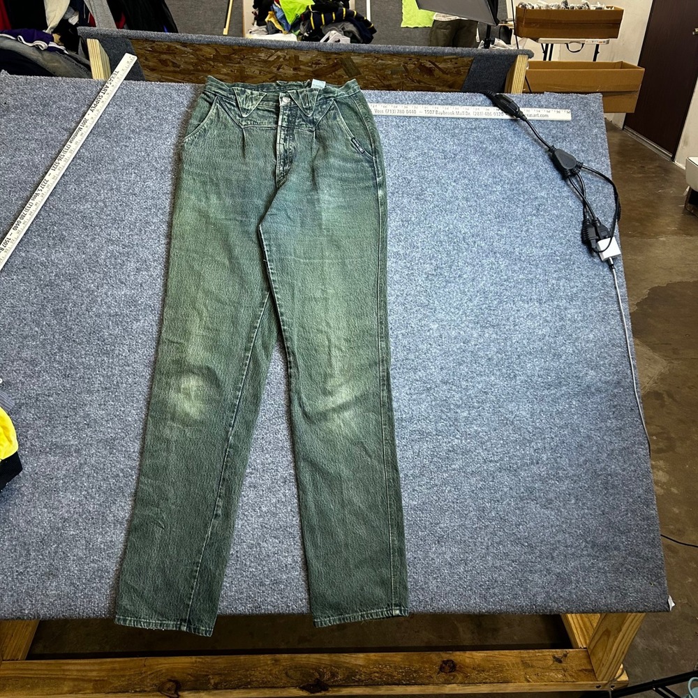 Genuine Ethics Jeans Womens Size 13/14 Green Acid Wash High Waisted Western